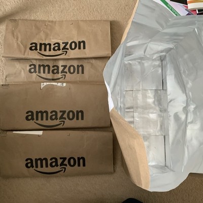 GROßE Amazon Wiederverwendbare Papier Folie Gefütterte Beutel Temp Thermo Isolierte Beutel Menge 5