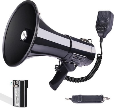 50 Watt Professional Bluetooth Megaphone Bullhorn Speaker 14.5 x 9 x 9, Black 