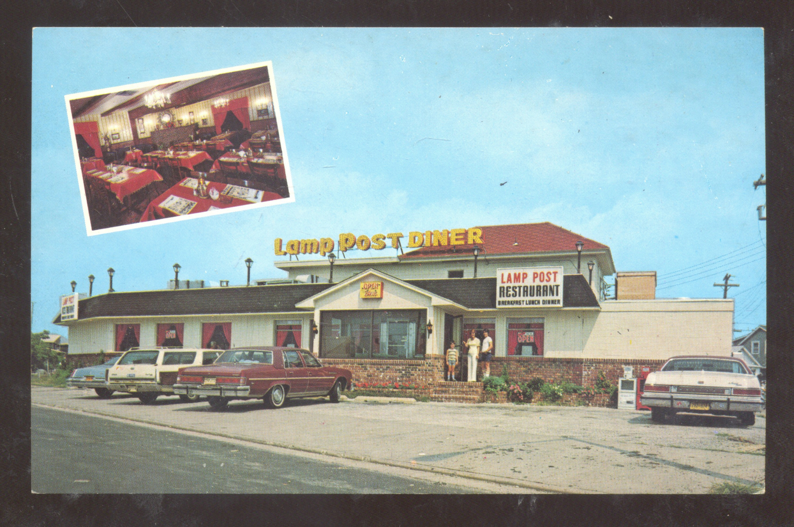 NORTH WILDWOOD NEW JERSEY LAMP POST DINER VINTAGE ADVERTISING POSTCARD