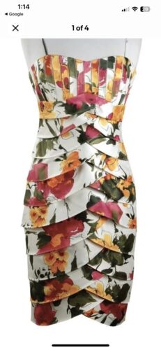 JS Collections Shutter Pleats Sweetheart Neckline Floral Dress NWT - 14 - Picture 2 of 10