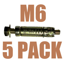 [ 5 PACK ]  M6 Hex Bolt  Steel Expanding 4 Segment Shield Anchor Fixing Concrete