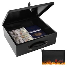 Fireproof Document Box With Key Lock & Fireproof Money Bagsafe Storage Box For V