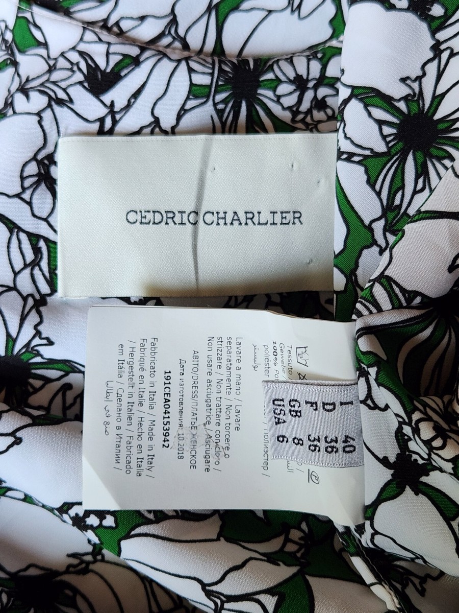 $714 Cedric Charlier White Green Floral Midi Dress Sleeveless US 6 I 40 |  eBay