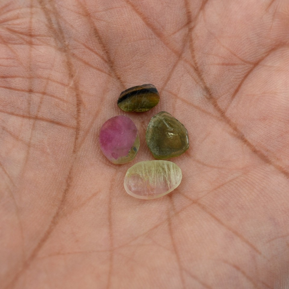 Natural Multi Tourmaline Raw Slice Loose Gemstone Smooth Polished Slice ...