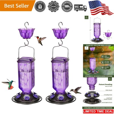 Charming Outdoor 2 Pack Hummingbird Feeders - 24 oz Nectar, Ant Moat Included