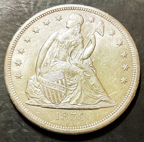 1859-O UNC Seated Liberty Dollar $1 STUNNING coin silver better date b923