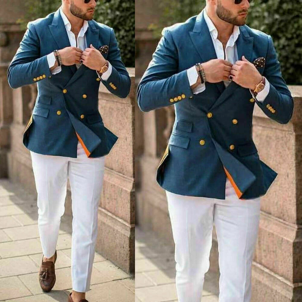 Light Blue Blazer with White Pants Outfits For Men (60 ideas & outfits) |  Lookastic