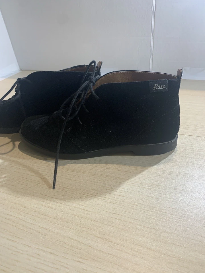 Botas Bass Flex Step para mujer 6M cuero negro encerado encaje informales zapatos relajados Foto 3 de 4