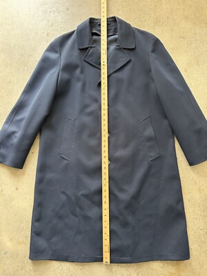 Vintage Botany 500 Navy Blue Satin Lined Single-Breasted Trench