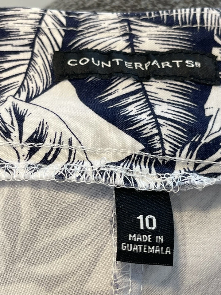 Pantalones capris elásticos florales contrapartes para mujer frente plano talla 10 Foto 4 de 4