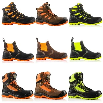 Buckler BVIZ Waterproof Metal Free Hi Vis Safety Work Boots Black/Brown/Yellow