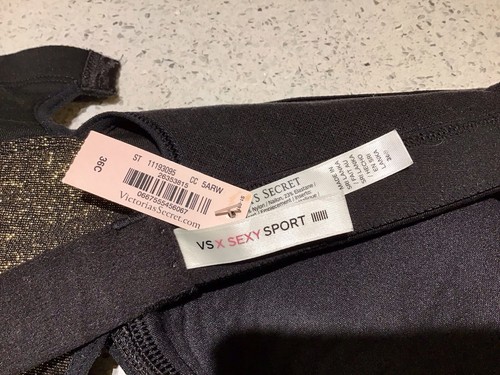 Victoria’s Secret Sexy Sport Legging XS/S-Bra Top 36C BLK /Gold-2 Ps Set-VTG NWT - Picture 16 of 19