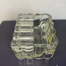 Vintage Clear Two Piece Scalloped Glass Ashtray