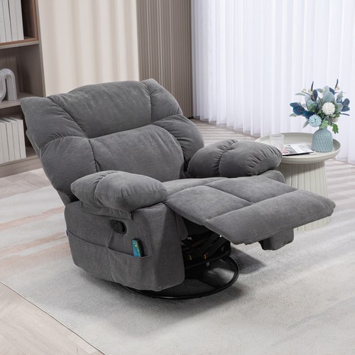 HOMCOM Vibration Massage Chair Recliner with Heat, Oversized Swivel Rocker Chair - Picture 9 of 10