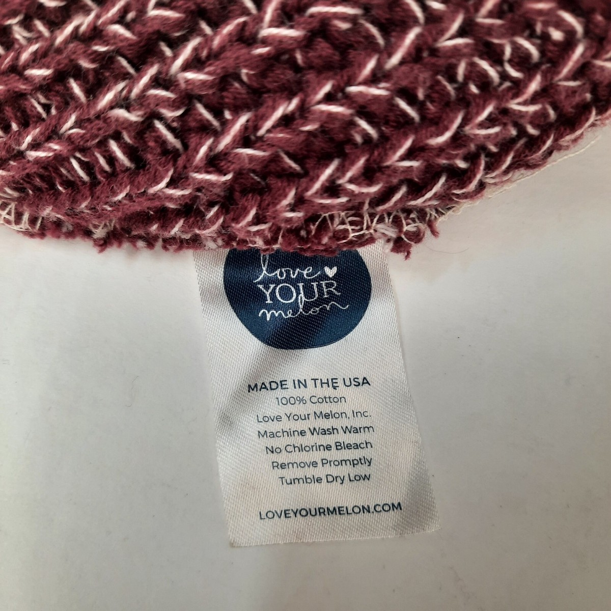 Love Your Melon OS Red Blue White Chunky Knit Slouchy Beanie Hat Love Your Melon + Candyland POM Beanie - Candyland Store main image 3