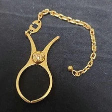 Hermes Glove Holder Filou Key Chain Bag Charm Gloves Clip Gold Metal No BOX NM