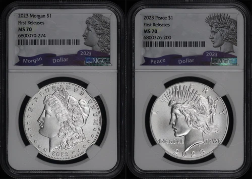 2023 Morgan & Peace Dollar Set NGC MS-70 First Release
