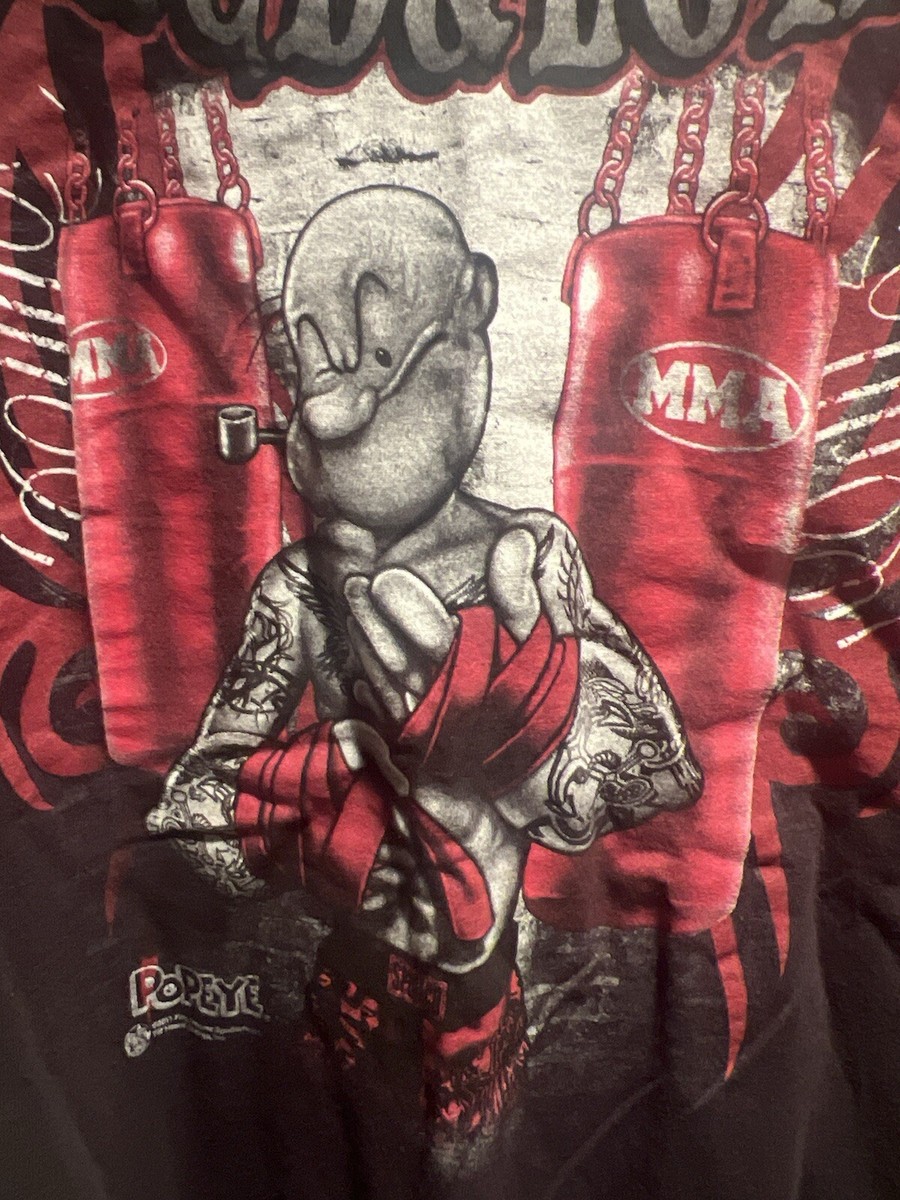 VTG 90's Popeye Armed and Loaded MMA Graphic Print T Shirt