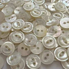 Japanese White/Rainbow/Iridescent Shell Button 11mm 7/16" Fish Eye 2hole