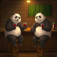 Two Pandas At The Bar - art print