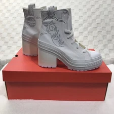 Converse Chuck 70 De Luxe Heel Western Hi Platform Shoes White Women's Size 9