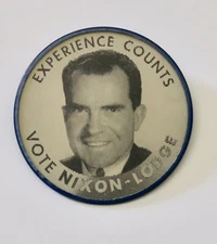 NIXON LODGE Experience Counts VARI-VUE lenticular flicker political pin 