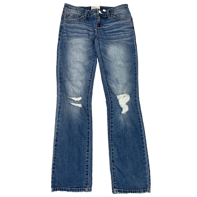 BKE Buckle Jeans Womens 25 Stella Straight Low Rise Medium Wash Distressed