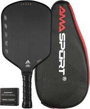 AMA SPORT T700 Raw Carbon Fiber Pickleball Paddle w/ Cover USAPA Approved Black