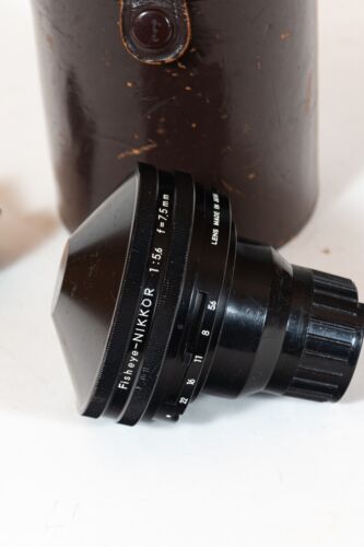 Nippon Kogaku Japan Nikkor #751845 F7.5mm 5.6 Fischaugenobjektiv, Kappen/Sucher/Etui - Bild 3 von 12