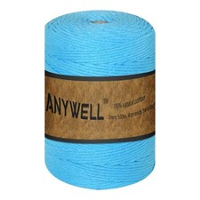 3mm Ice Blue Macrame Cord 545 Yards 500m  Jumbo Natural Cotton Rope for Wint...