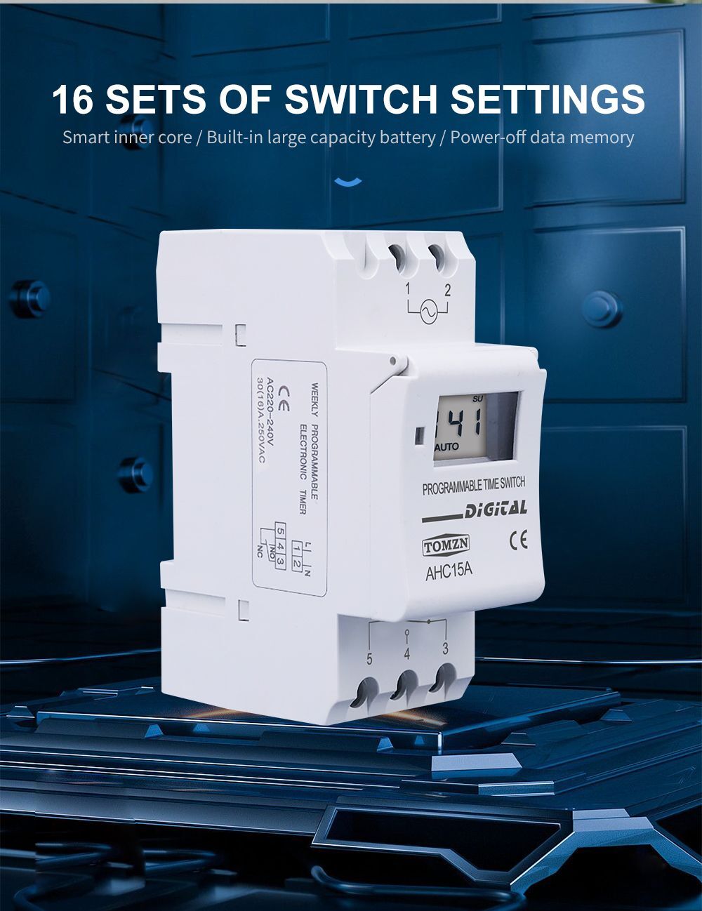 Digital Time Switch Relay 7 Days Programmable Din Rail Control Ac 220v-48v 16a