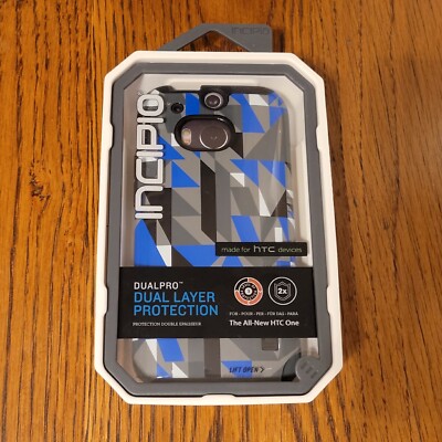 Incipio DualPro Case for HTC One Phone (Blue/Gray/White/Black Pattern) ~New NIB