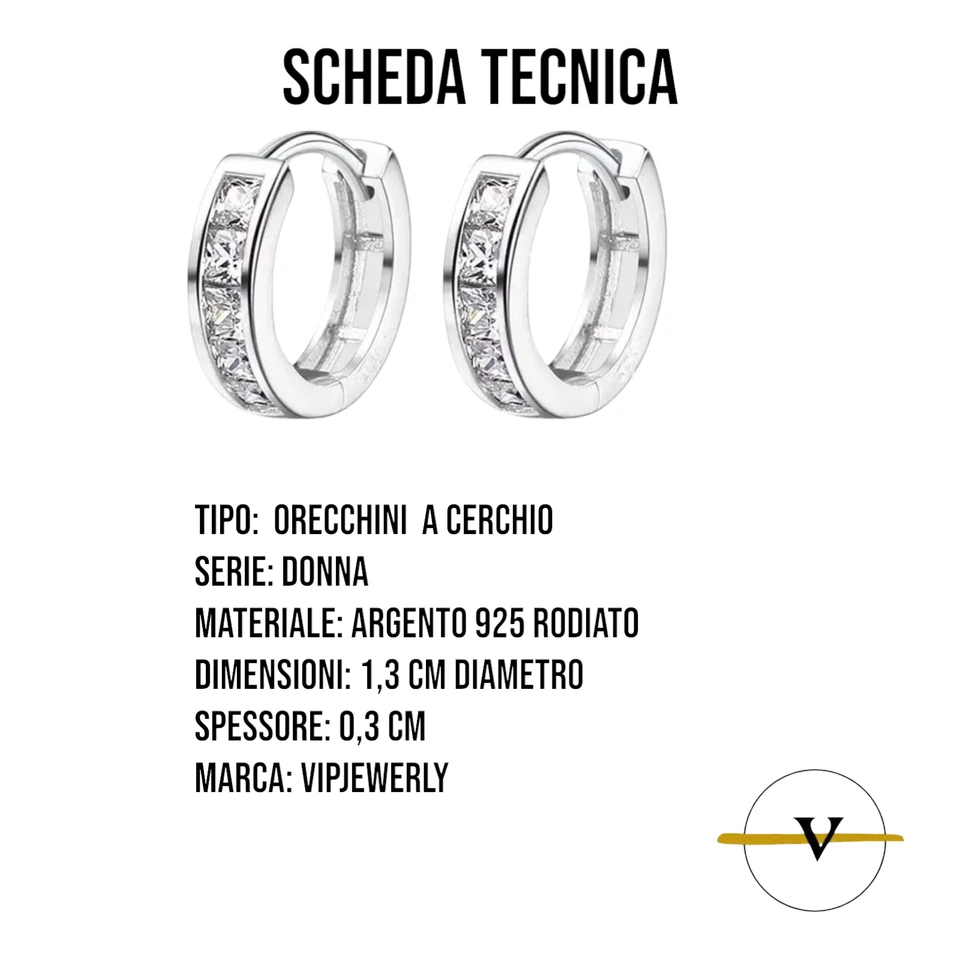 ORECCHINI DONNA A CERCHIO CON ZIRCONI BIANCHI IN ARGENTO 925 - Immagine 4 di 4