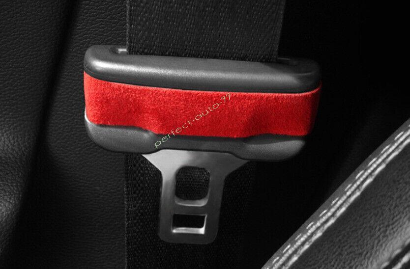 For Ford Mustang 2015-22 2023 Red Alcantara Safety Belt Buckle Accessories Cover