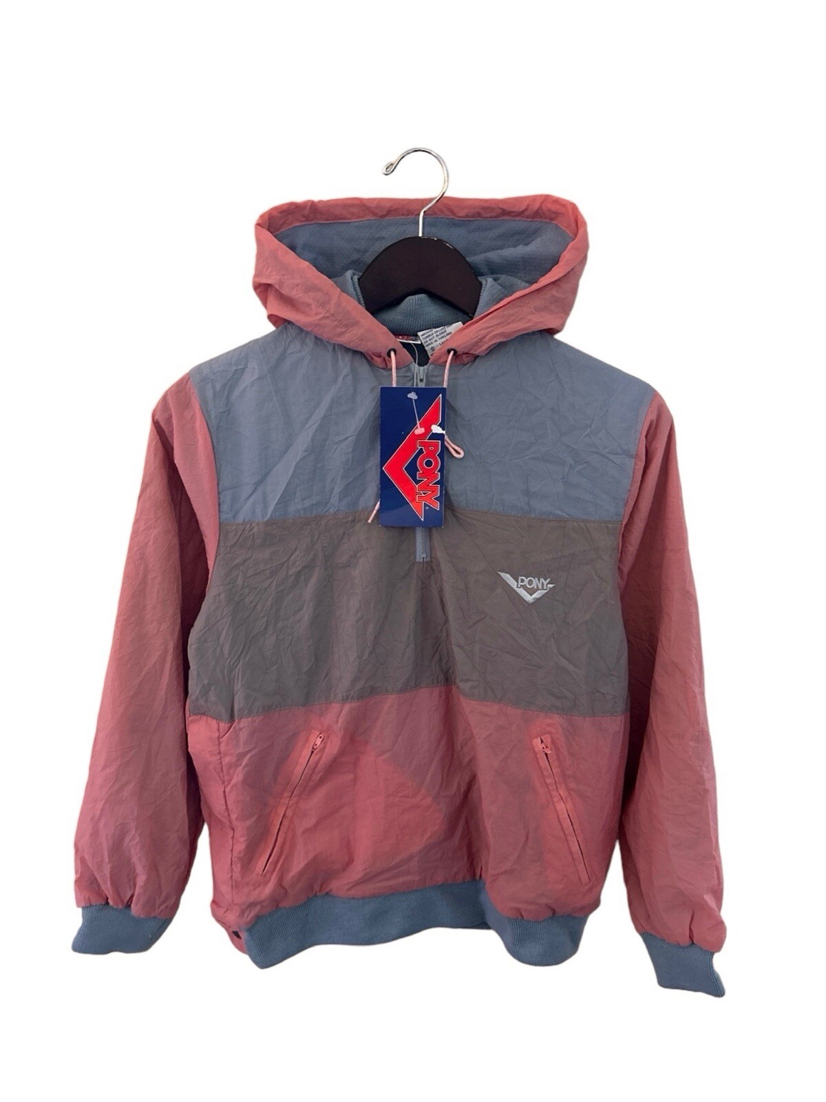 giacca a vento vintage PONY donna taglia small fondo di magazzino nuova con etichetta anni 80