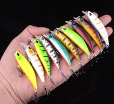 10PCS Fishing Lure Minnow Artificial Bait Hard Crankbait Fishing Tackle Floating