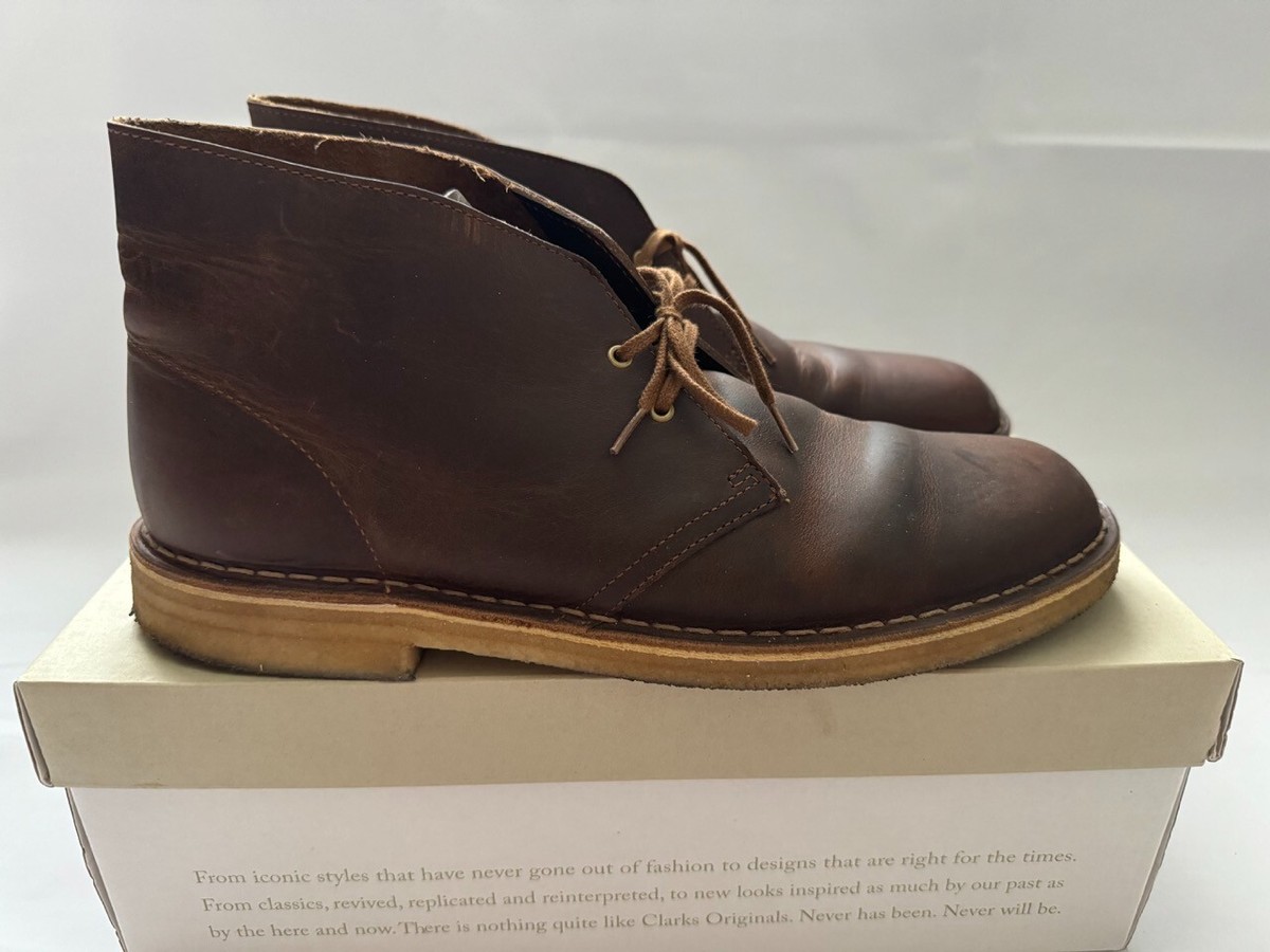 Clarks Desert Boot Mens Beeswax Leather Mid Natural Crepe