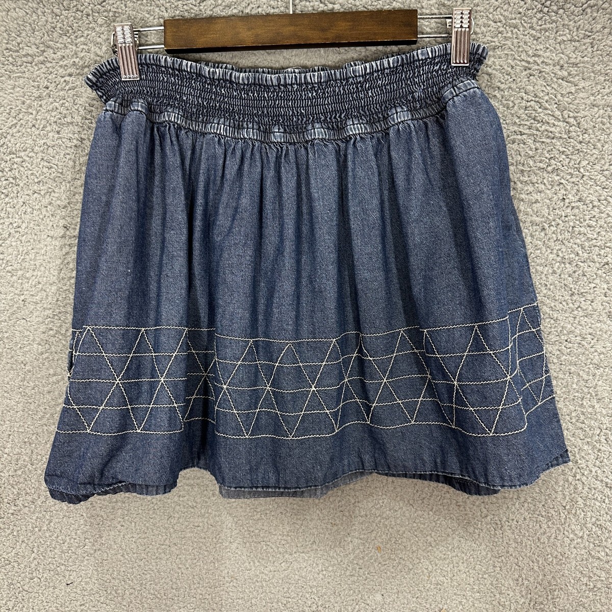 BCBGeneration Bubble Mini Skirt Womens Large Blue Chambray