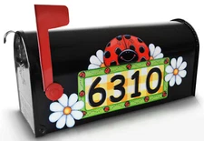 Mailbox Magnet (Partial Cover) Ladybug Magnetic Address Sign with set of Daisies