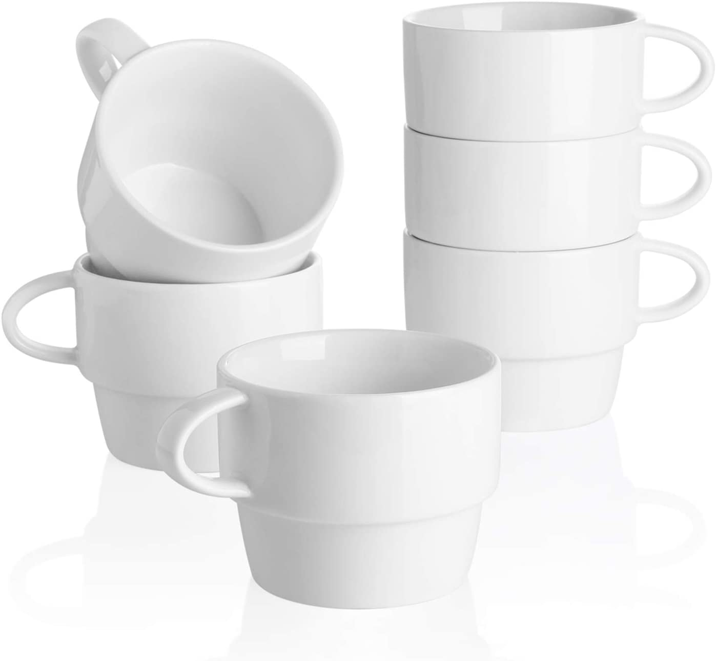 Porcelain Latte Cups - Stackable Coffee Cups - 10 Ounce for Specialty Coffee Dri