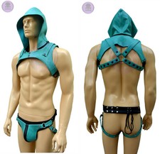 Men Bulldog Hoodie Harness Leather Harness Adjustable Costume matching Jockstrap