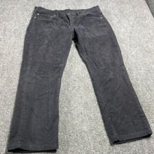 Men's Black Button Fly Straight Leg Casual Cotton Denim Jeans Pant Size W32 L29