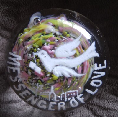 ''Messenger of Love'' Frit Glass Paperweight--''Ruth-Pitts. Expo-1906''--E. Rithner?
