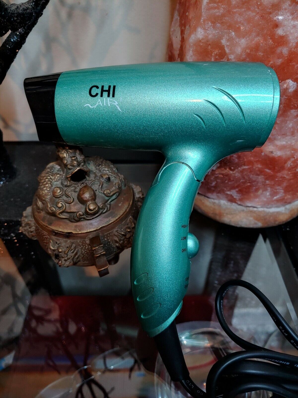 Chi Air Mini Hair Dryer Travel Size Metal Green Ceramic A Must Have SHIPS FAST