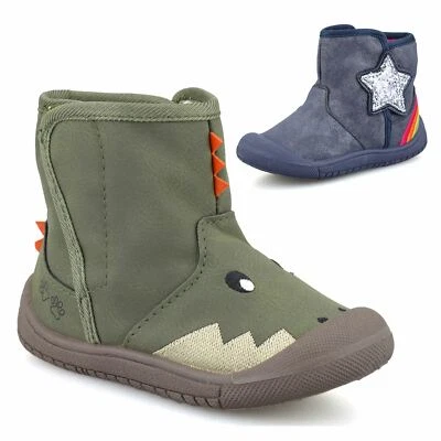 BUCKLE MY SHOE Jungen Mädchen Kleinkinder warmes Fell Winter Wandern Touch Riemen Stiefeletten Schuhe Größe