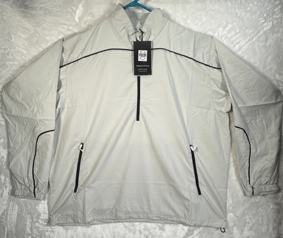 Pullover Page & Tuttle Free Swing para hombre 2XL blanco roto/gris claro manga larga 1/4 cremallera Foto 2 de 4