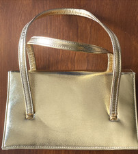 Vintage M. Bonhomme Gold Metallic Top Handle Handbag Evening Bag Retro Formal