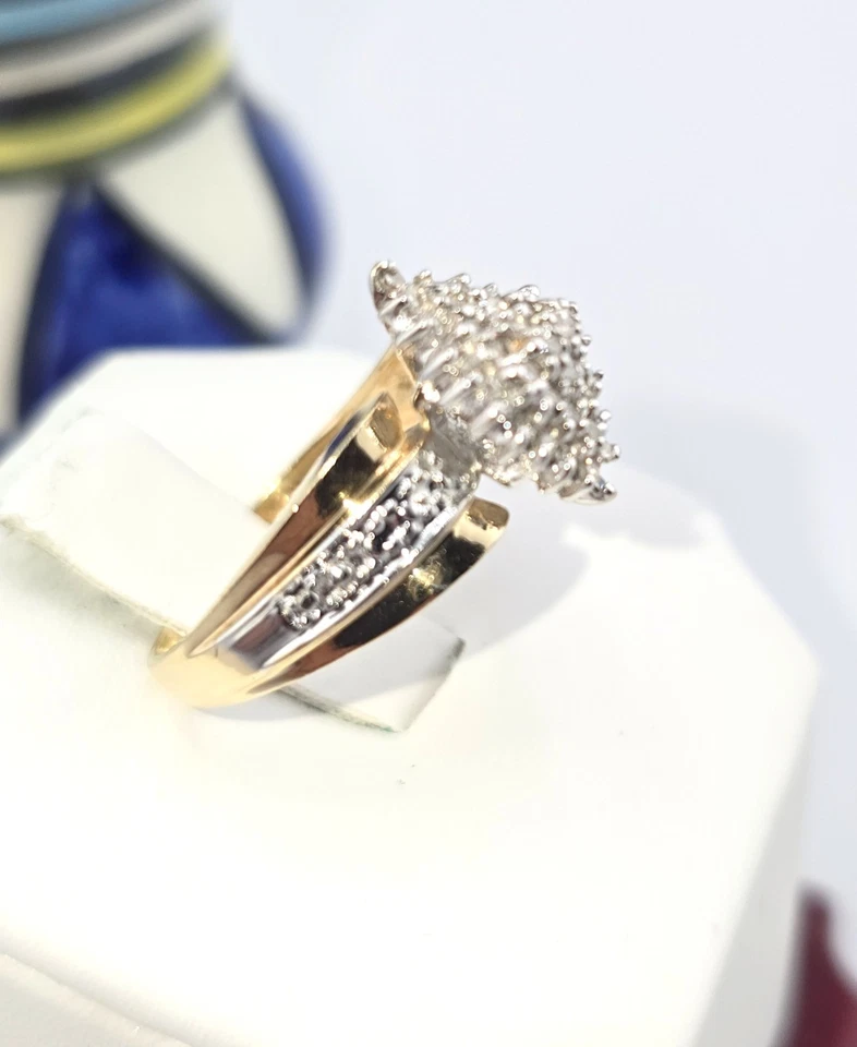 Anillo de oro macizo de 10k* Alto pulido** talla 7* diamantes O,33 quilates** WB148 Foto 4 de 4