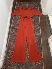 TIANA B RUST COLOR Sleeve Belted Jumpsuit - MED