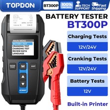TOPDON BT300P Battery Tester with Printer 12/24V Car Load Charging Cranking Test